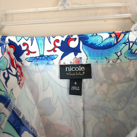 Nicole Miller watercolor printed flat front shorts pockets cotton 4 - Picture 5 of 6